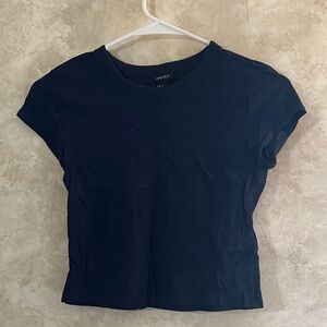 Forever 21 Navy Blue Short Sleeve Cropped Tee